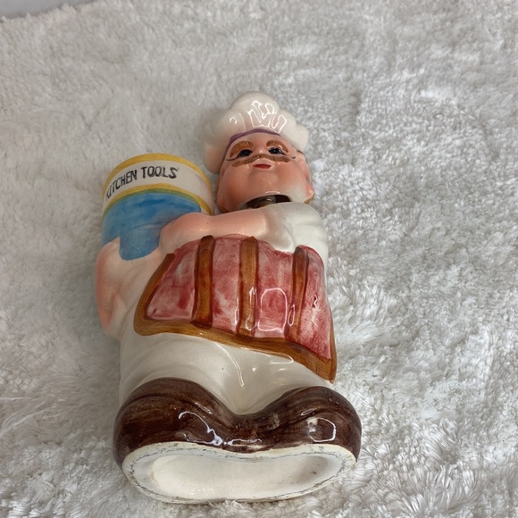 Vintage Ceramic Cheerful Chef Baker Utensil Holder Bobble Head, Kitchen Tools - Picture 10 of 10